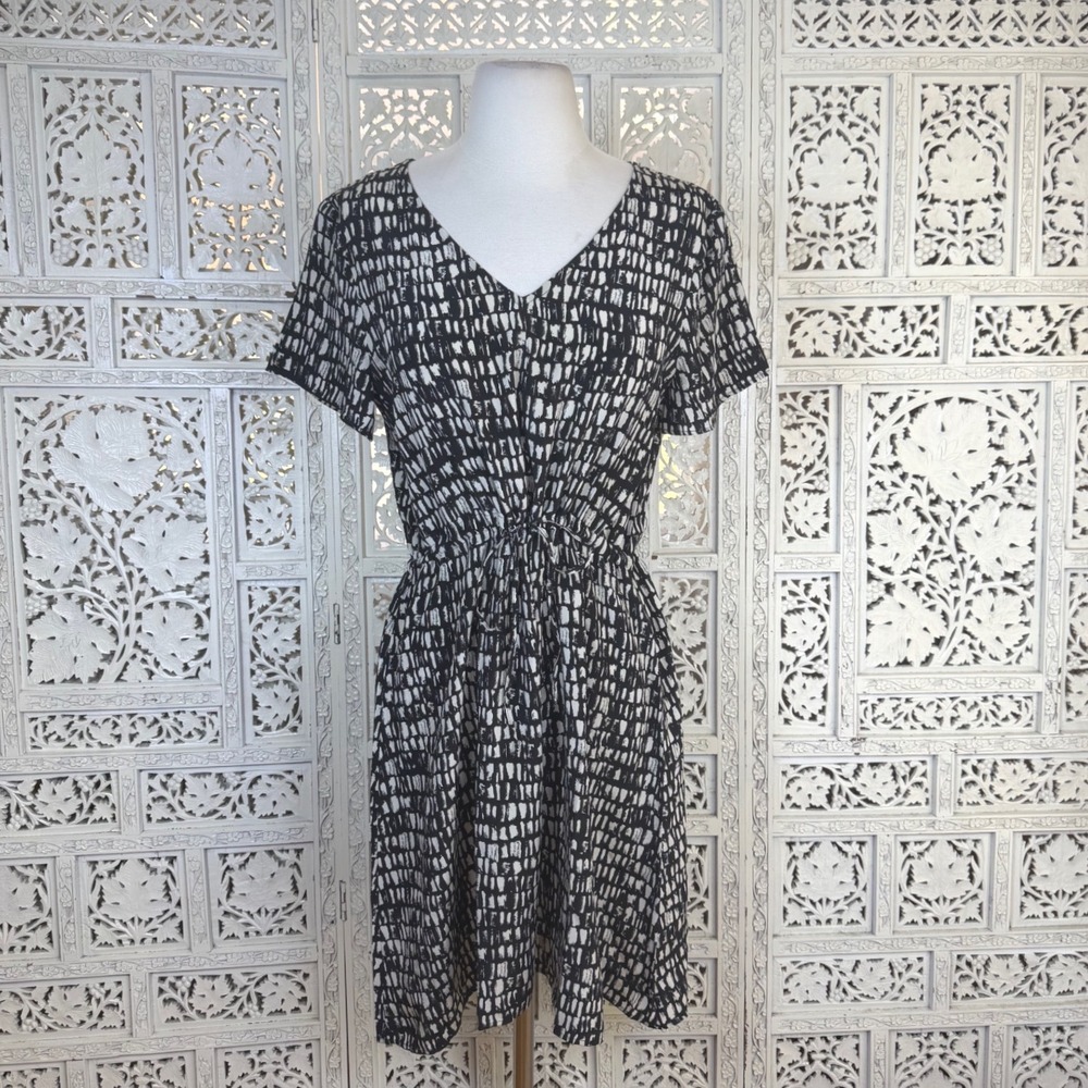 Eileen Fisher 100% Silk Seraglio Dress Petite Small Drawstring Beachy Coastal